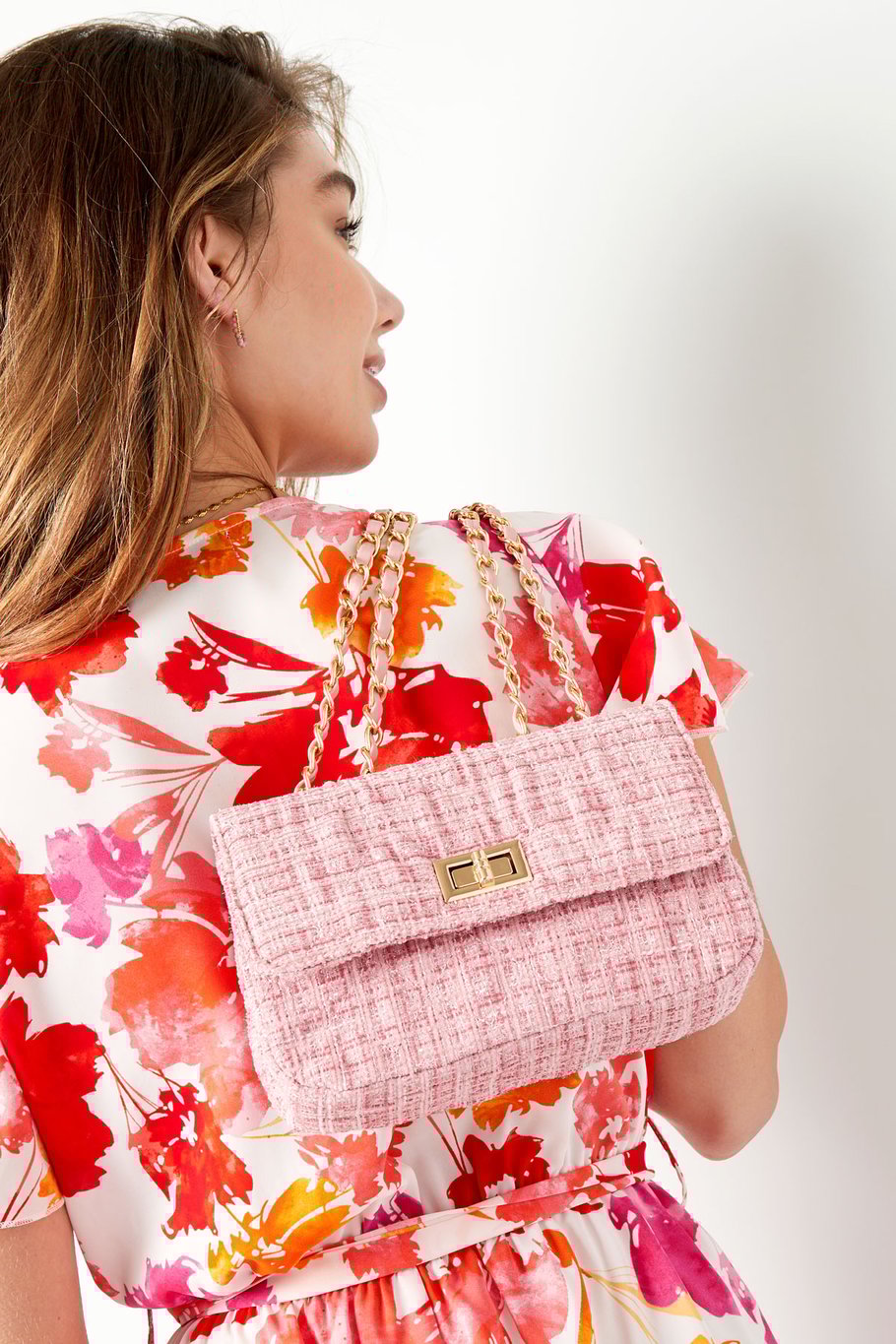 Tasche mit Nähten und Golddetail - weiß Polyester Bild2